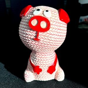Vintage Japan Knit Pig Ceramic Bank